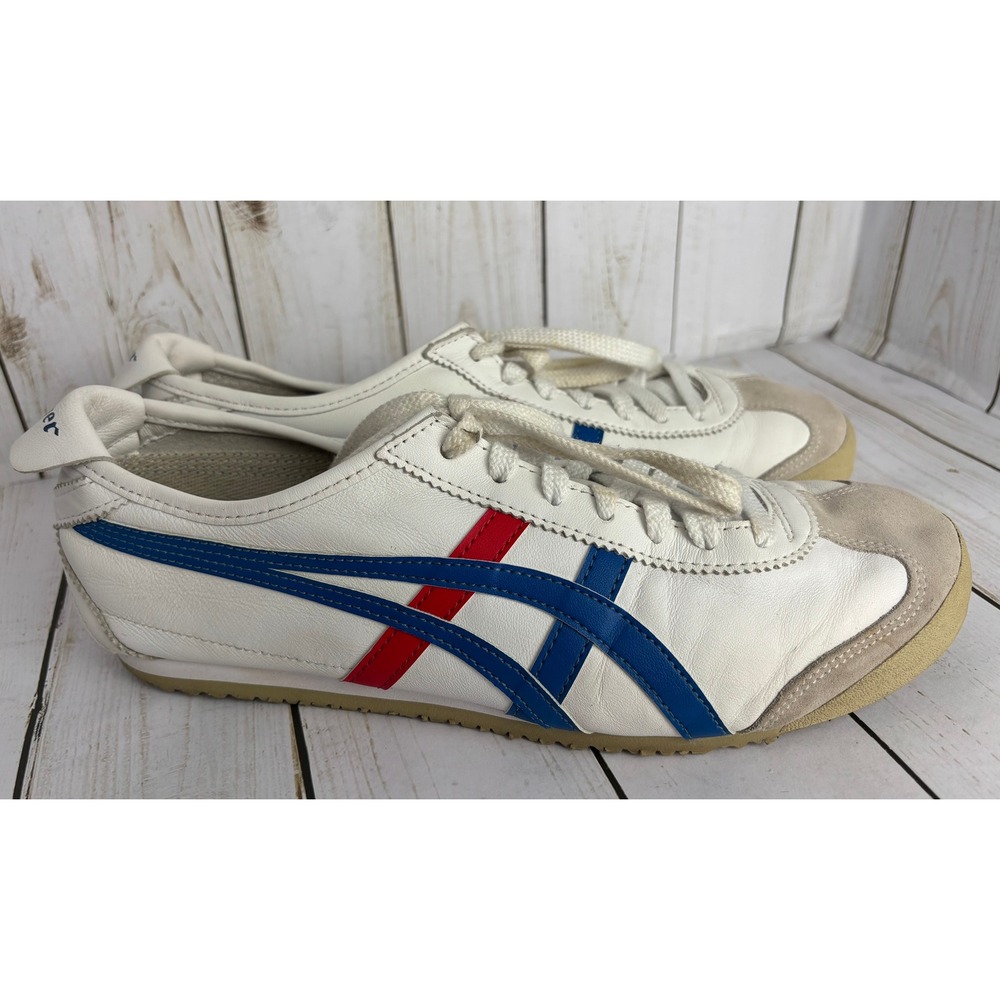 Onitsuka Tiger Mexico 66 Leather Sneakers White Blue Red DL408 Mens 9